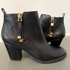 Franco Sarto Black Leather Booties, New, size 8 Medium